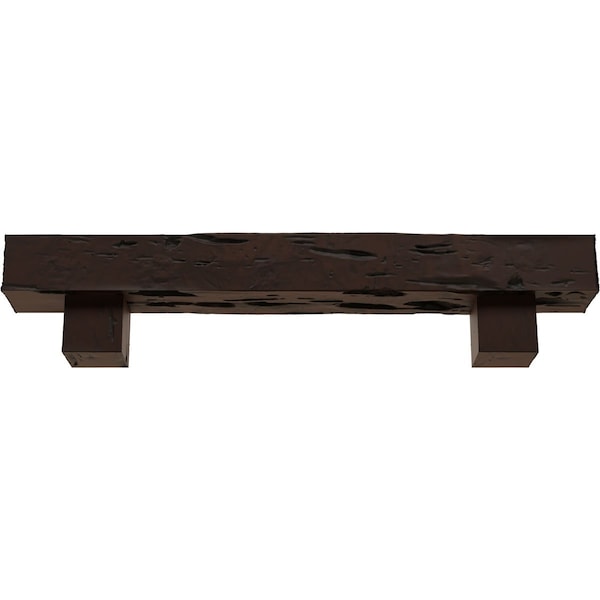 Kit W/ Alamo Corbels, Premium Hickory, 4H  X 4D X 48W Pecky Cypress Faux Wood Fireplace ManteL